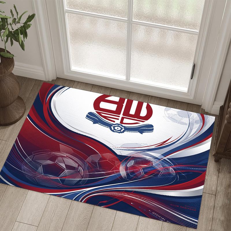 Bolton Wanderers FC Design Crystal Velvet Carpet Cozy Non?Slip Printed Rug For Bedroom Living Room Entrance