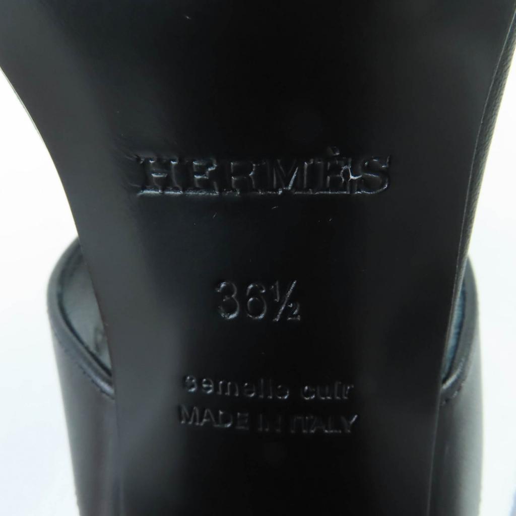 Hermes Sandalen Ilona Kelly Schnalle Leder schwarzes Leder Damen 36.5 Gebraucht