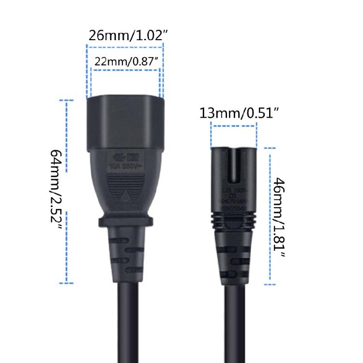 C14 to C7 Cord PVC Male to Female Cable Convenient Power Cable PVC Cord for Room