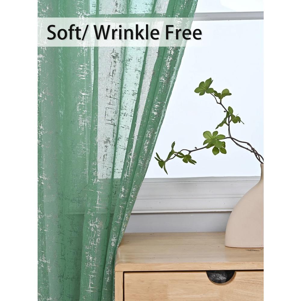 1pc Unique Silver Cross Patterned Sheer Curtain, Curtains for Bedroom, Living Room Kitchen, Window Curtain