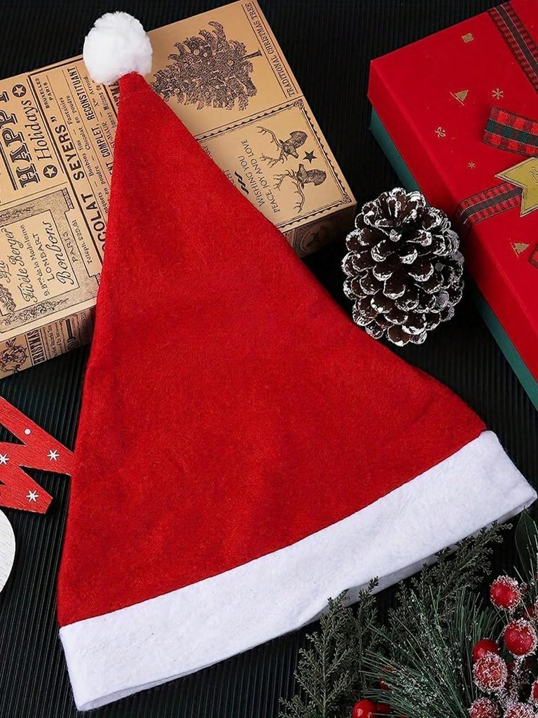 1pcs Classic Santa Claus Hat - Soft Polyester Fabric, Non-Stretch, 3 Styles - Perfect Gift For Coworkers And Office Parties, Christmas Costume