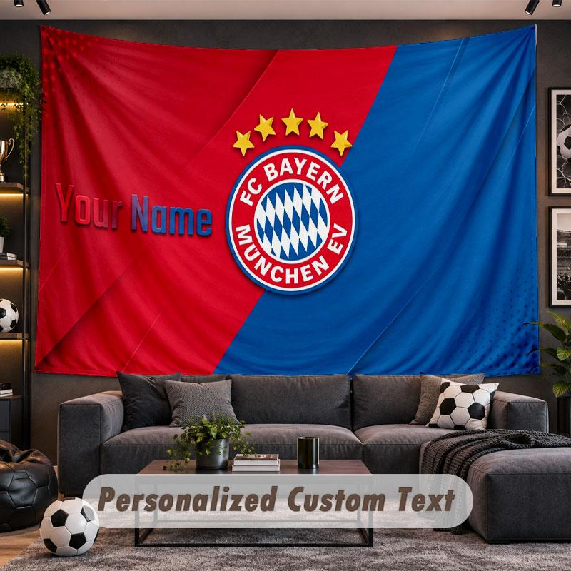 Wall Hanging Tapestry Custom NameBayern Munich Pattern Personalized Printed Fabric Wall Decor