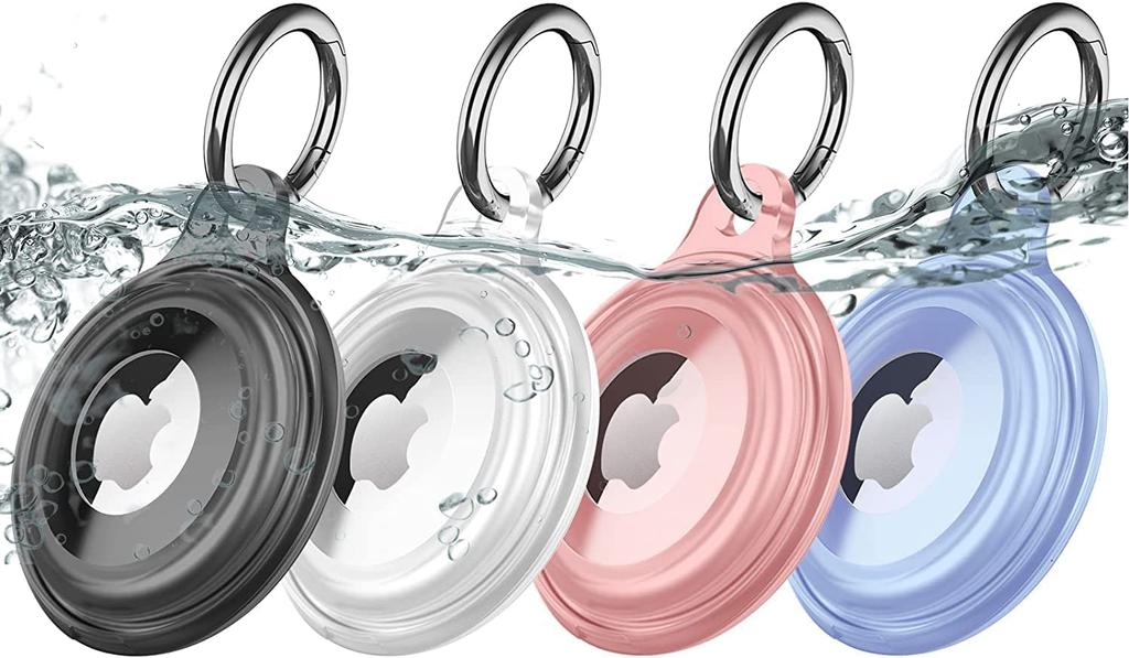 Set of 4 AirTag Case IPX8 Waterproof with Key Ring Lightweight Shockproof Full Protection for Air Tags Easy To Install Suitable for Losing Prevention