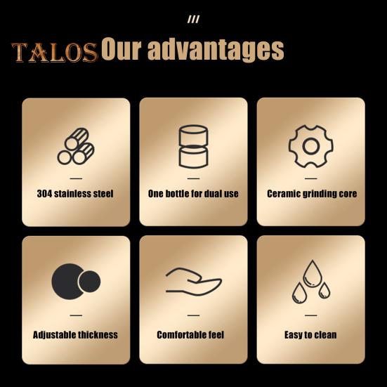 Stainless Steel Salt Grinder Adjustable Coarseness Easy To Clean Double Head 2 In 1 Grinder for Seasoning