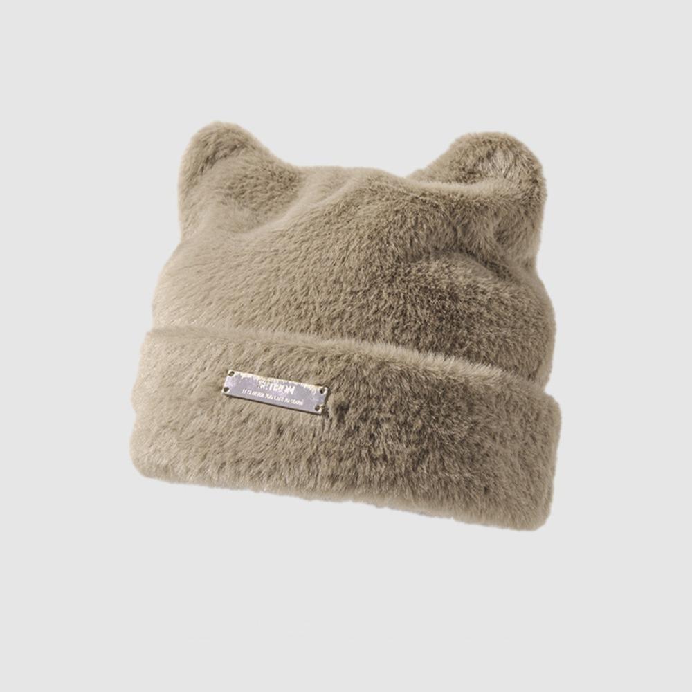 Imitation Mink Wool Cat Ears Hat Fluffy Winter Plush Hat Personality Knitted Cap  Outdoor