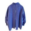 Blue Plaid Long Sleeve Loose Shirts Fashion Korean Split Blouse Women Oversized Spring Casual Vintage