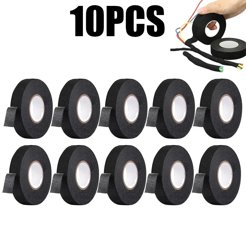 10M Electrical Tape Heat-resistant Harness Insulation Auto Wiring Fabric Cloth Wrap Waterproof Cable Organizer Adhesive Tapes