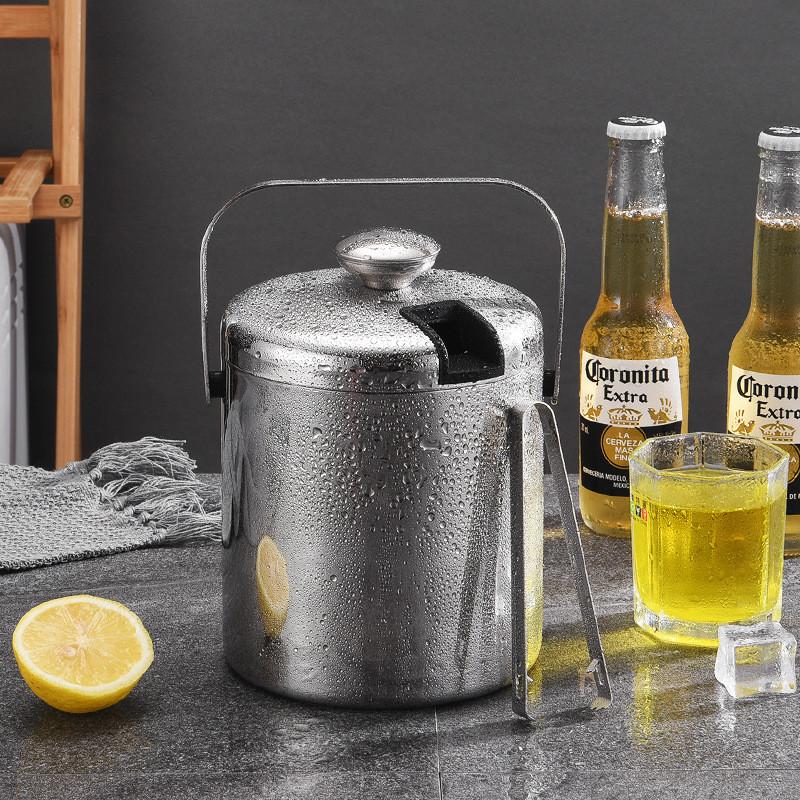 Stainless Steel Ice Bucket Double Layer Cooler For Bar Lounge Party And Wine Storage