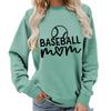 Women's Oversized Crew Neck Letter Print Baseball Sweatshirt Long Sleeve Casual Top Loose Fit Streetwear
