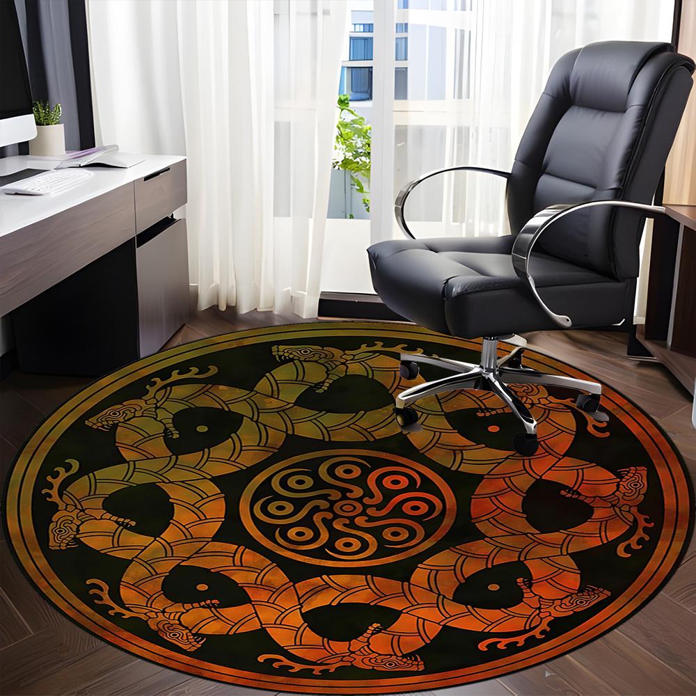 1pc Serpent Mandala Office Round Area Rug, Under Office Chairs Bedroom Living Room Home Decor, Room Deco, Available in Various Sizes