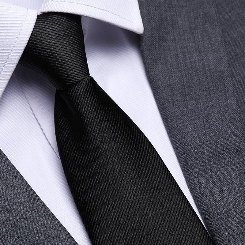 Black No Zipper Men'S Professional Dress Tie Business Casual Wedding Groom Korean Edition One Pull Tie