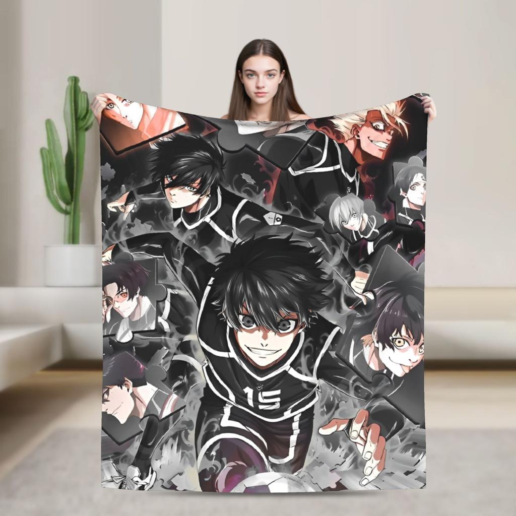 Isagi Yoichi Blue Lock  Blanket Multiple Sizes Soft Fuzzy Plush Manga Throw Blankets for Sofa Couch and Bed