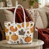 Autumn Pumpkin Maple Leaf Tote Bag Casual Portable Shoulder Bag for Daily Use
