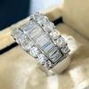 CopperSparkling Crystal Cubic Zirconia Wedding Band Rings for Women Fashionable Female Jewelry Daily Party