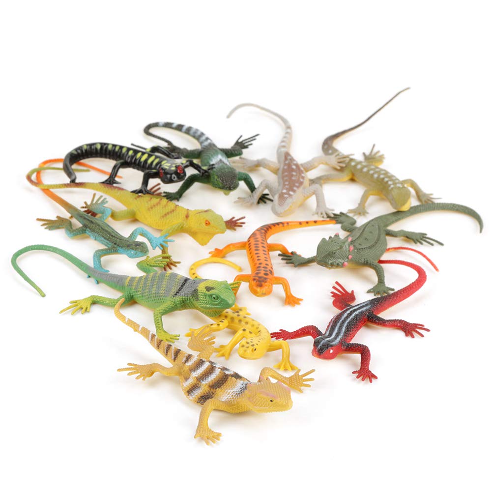 Lizard Toy, 12-Piece Set of Wooden Lizards, Small Animal Toys, Educational Props, Tools, Lizard Toy Set, Kids Toy Set, Animal Model Set