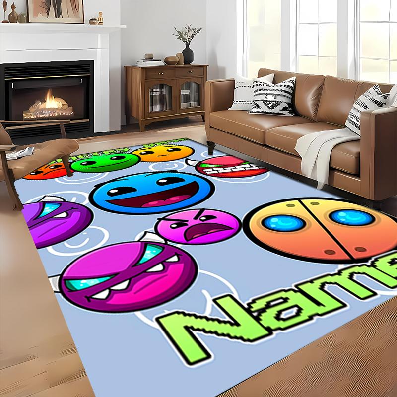 Custom personalization Geometry Dash Area Rug - Perfect For Kitchen, Bathroom,Laundry Room Decor Large Size Available,Gift All Seasons