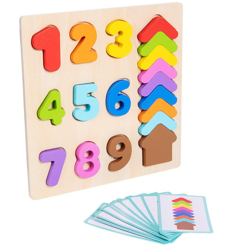 Wooden Digital Color Matching Board, Numbers Cognitive Color Pairing Educational Game, Digital Puzzle