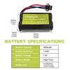 2PCS 7.4V 1000mAh 2S Li-ion Battery with SM-3P Plug and USB Charging Cable for DE82, TK3086B, G20601 RC Remote Control Car, TK-3082B, Special