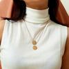 Semplice Collana Rotonda con Zirconi Catena per Maglione Donna, Collana con Ciondolo Personalizzato 26 Lettere Micro-Intarsiato
