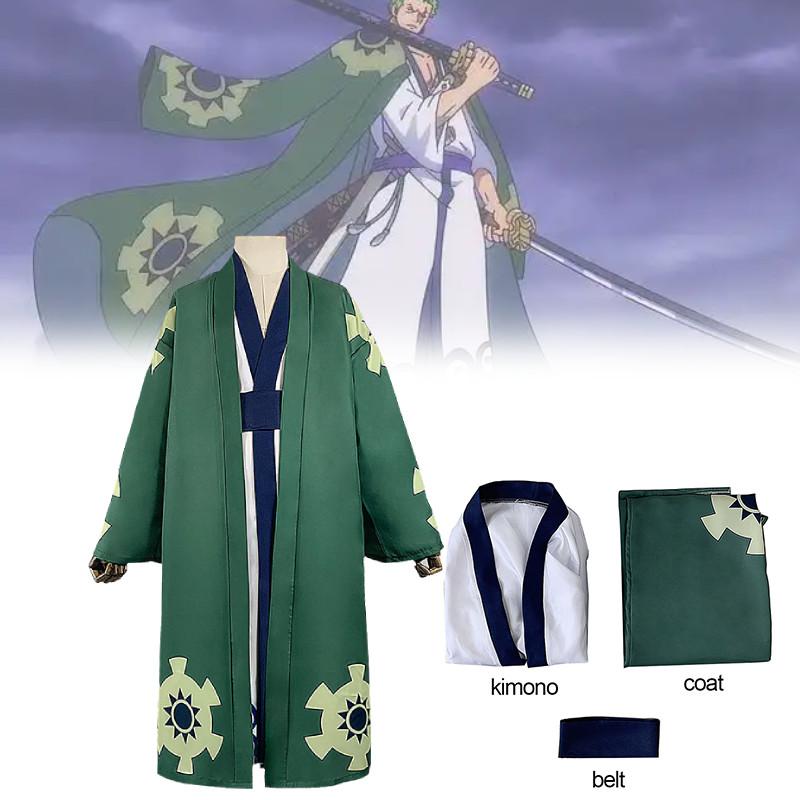 Roronoa One Piece Zoro Cosplay Costume Kimono Robe Full Suit Halloween Play Role