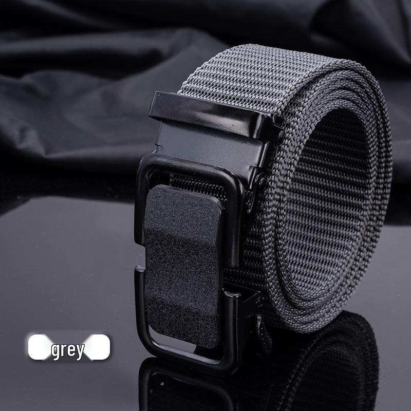 

Men s Automatic Buckle Leather Belt - Versatile, Punch-Free, Military Style for Jeans and Woven Pants серый