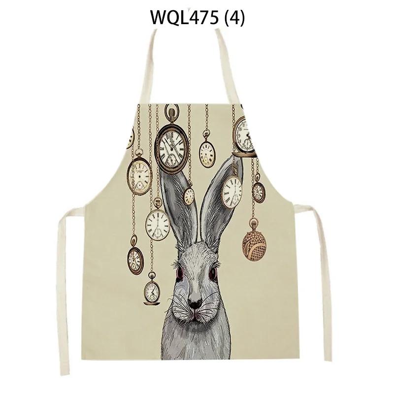 Cartoon Dog Printed Sleeveless Kitchen Aprons Animal Rabbit Fox Pattern Cooking Baking Waist Bib Household Cleaning Pinafore