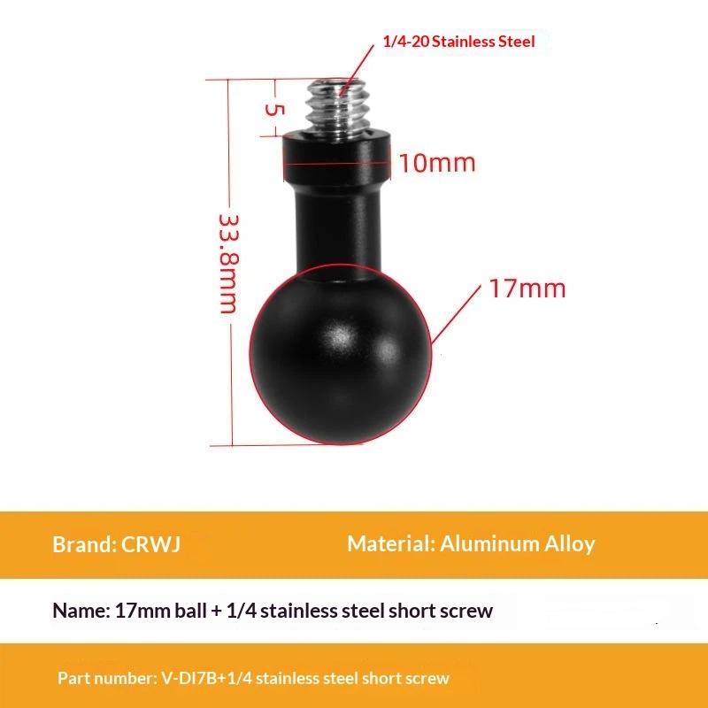 Aluminum 15Mm/17Mm/19Mm/20Mm/25Mm Ball Head Adapter To M6 1/4 Bolt For Motorcycle Phone Holder Car Bracket Camera Stand