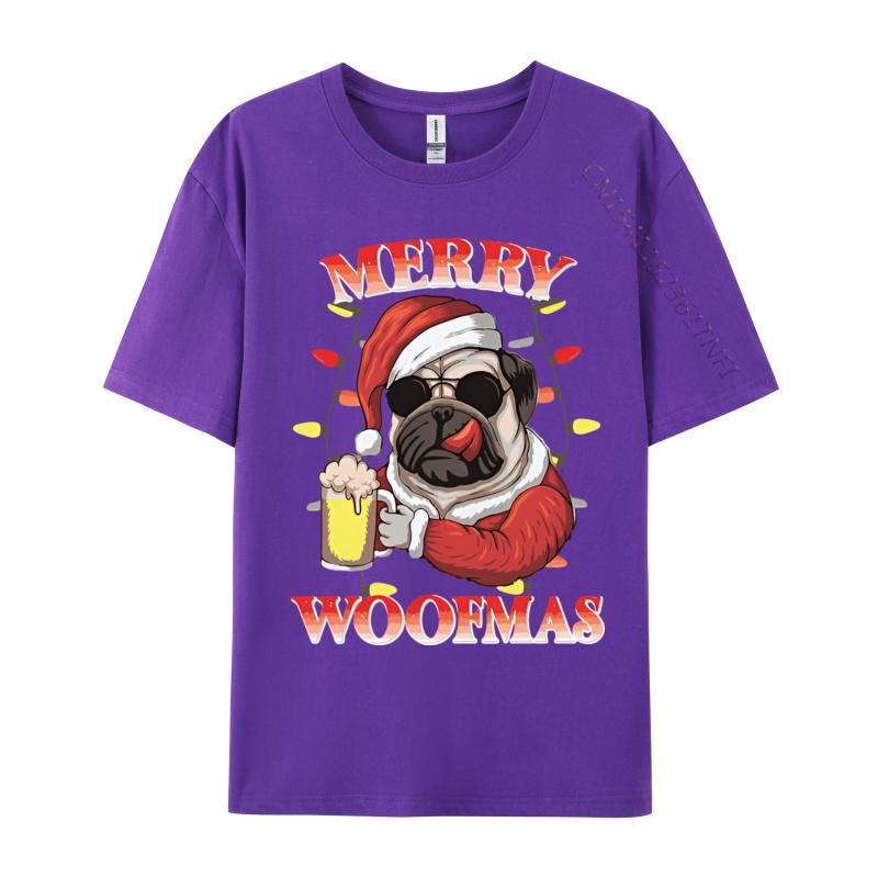 Merry Woofmas Christmas Funny Dog Santa Tshirt Printed T Shirts Unisex Tshirts Unisex Distinctive Design Tops Designer T Shirt