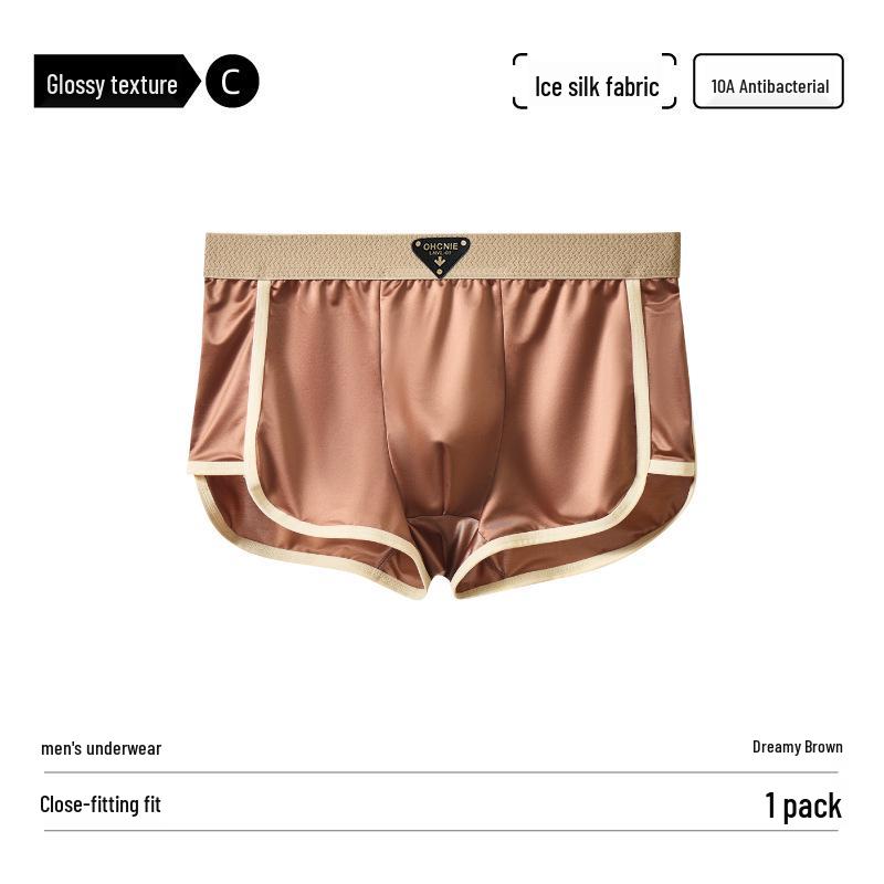 

Ice Silk Satin Men s Boxer Briefs - Trendy Mulberry Silk Underwear XL 55-65 kg