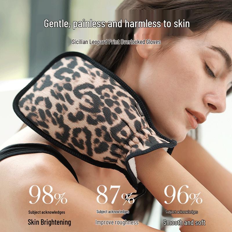 KRRAMEL Sicilian Leopard Print Exfoliating Bath Mitt Regular