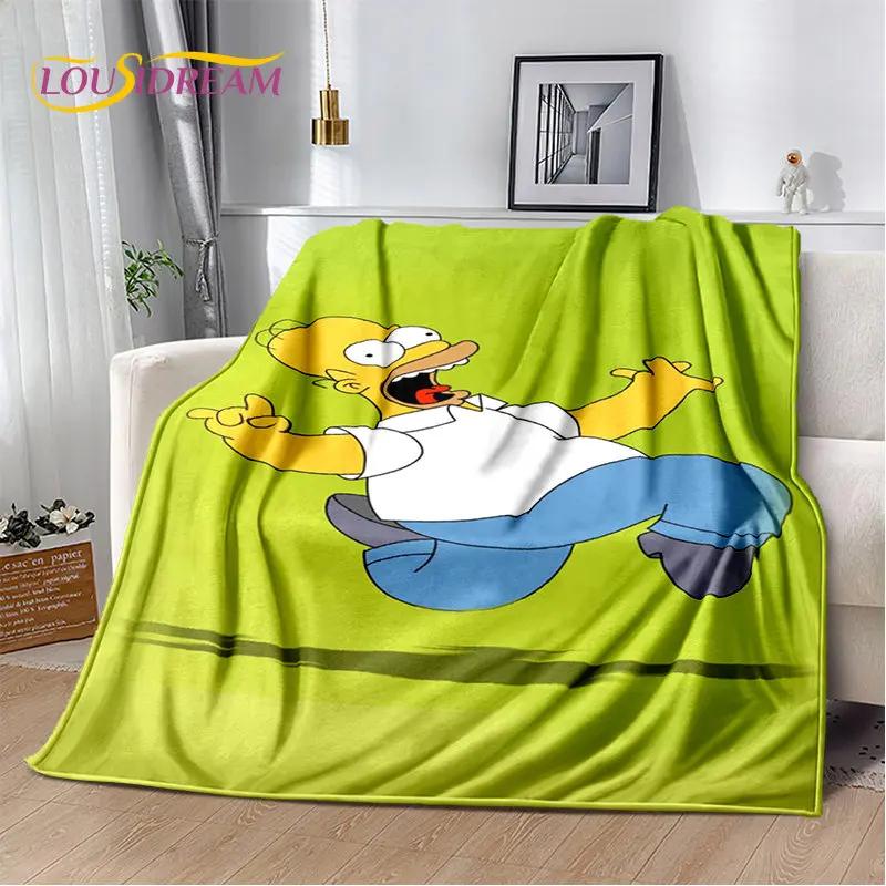 De S-Simpsons Cartoon Pluche Deken, Flanellen Deken Kinderen Plaid voor Woonkamer Slaapkamer Bed Bank Wandelen Vrije Tijd Dutten
