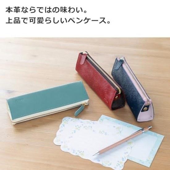 Corale pen case leather womens triangular simple adult stylish genuine pencil zipper (orange ivory white)