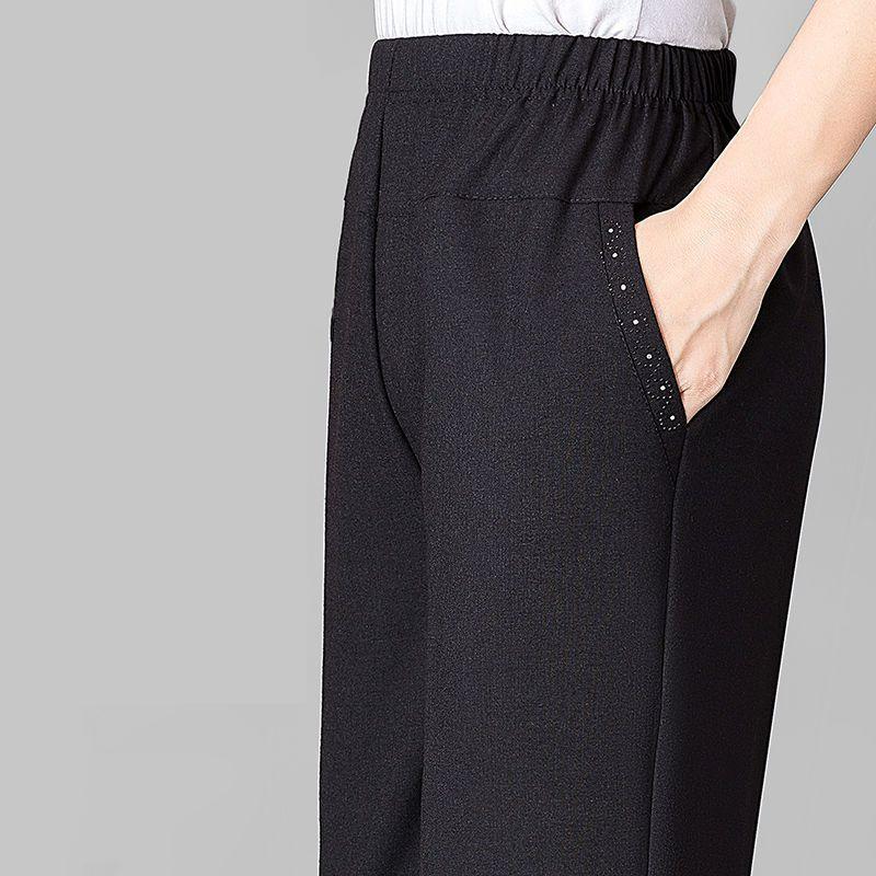 Fashiona Korean Commuting Cotton Hemp High Waist Casual Pants Women's Solid Diamond Pocket Breathable Loose Straight Trousers