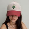 Flexible Color Block Cotton Baseball Cap With Embroidery Christmas Tree Pattern Unisex Casual Sun Protective Headwear