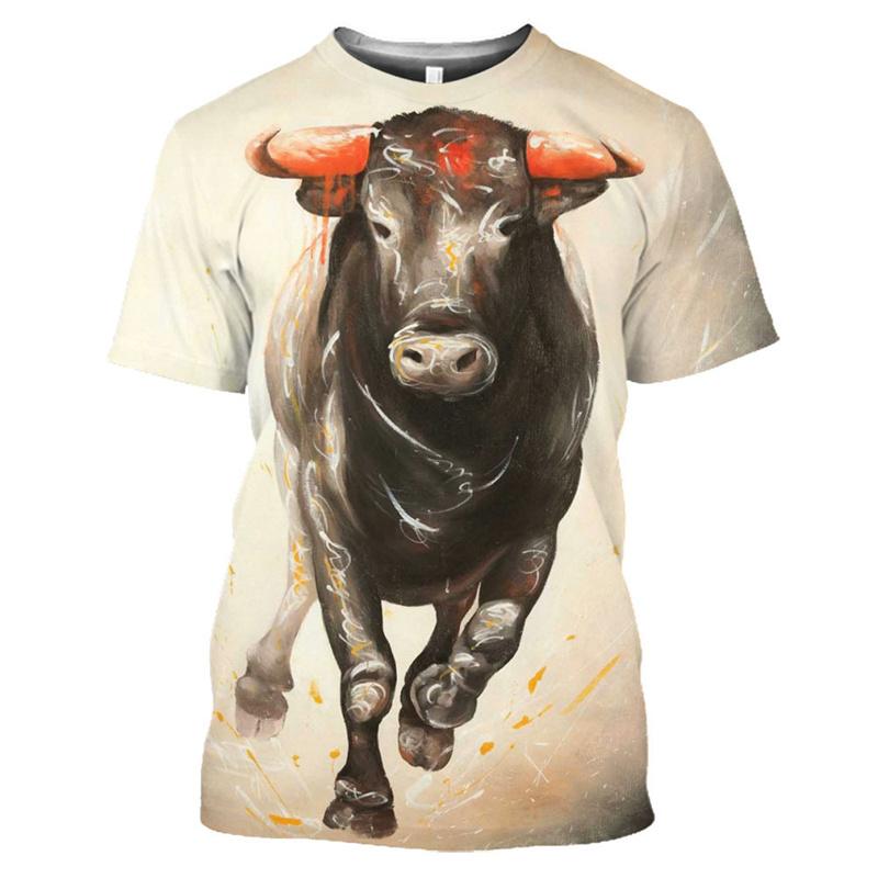 Spain Bull Graphic T Shirt for Men T-shirt Fashion 3D San Fermín Bullfight Printed Tee Shirts Womens Clothing Kids Short Sleeve