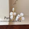 Super Fairy White Petal Pearl Asymmetrical Dangle Earrings for Women - Unique 2025 Design