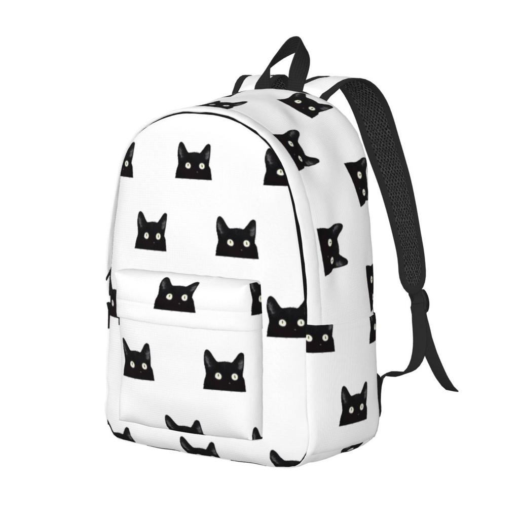 Black Cat Peeking Up Backpack Hot Sale Daypack Large Capacity Kids BookBag School Bag Shoulder Bags for Men Women
