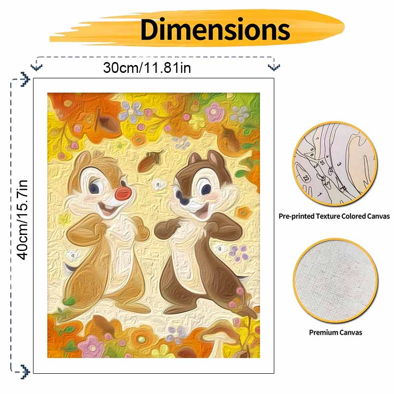 Disney Animation Digital Oil Painting Chip N Dale Diy Handpainted Coloring Painting Home Decoration Wall Art Gift for Room Decor Art