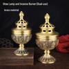 Lâmpada de Manteiga de Latão Tibetana com Oito Símbolos Auspiciosos Esculpidos, Suporte à Prova de Vento, Luz Eterna.