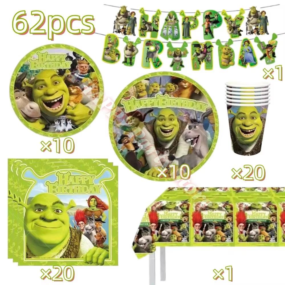 Monster Shrek Birthday Party Decoration Prince Donkey Green Princess Balloons Cup Plate For Kids Baby Shower Party Favor Gifts