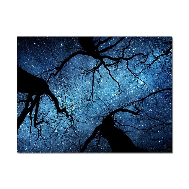 Hvězdná noční malba Plakáty a grafiky Obrazy Strom a hora Krajina Nástěnná malba na plátno pro dekoraci obývacího pokoje