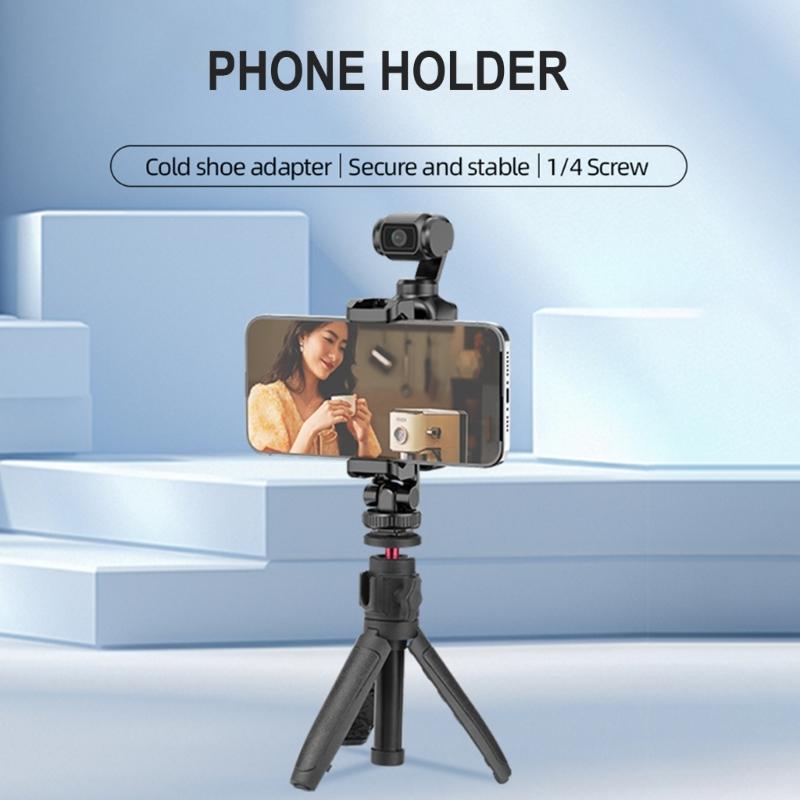 Smartphone-Halterung Stativständer für Pocket 3 Gimbal, Einstellbarer Winkelhalter mit Rutschfester Unterlage Teleprompter-Halterung