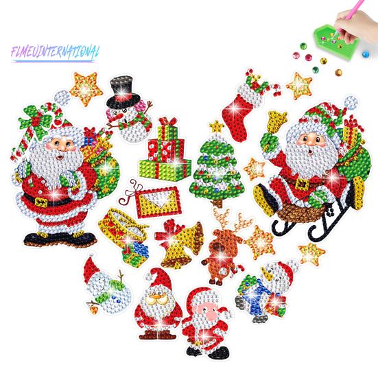 1 Set Diamant-Malerei-Aufkleber, Weihnachtsbaum, Schneemann, Weihnachtsmann, Muster, Strass-Aufkleber für Zuhause, Wanddekoration