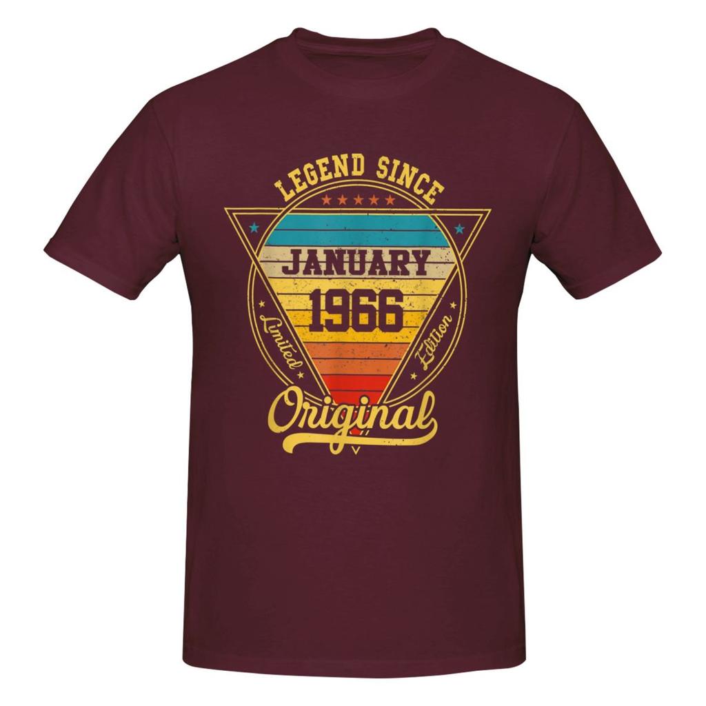 Unisex 56th Birthday 56 Years Old Retro Legend Since January 1966 T Shirt Vintage Oneck Cotton Anime Shirt