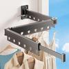 Foldable Wall-Mounted Balcony Clothes Drying Rack - No Drill, Telescopic Rod for Sun Drying Clothes and Quilts