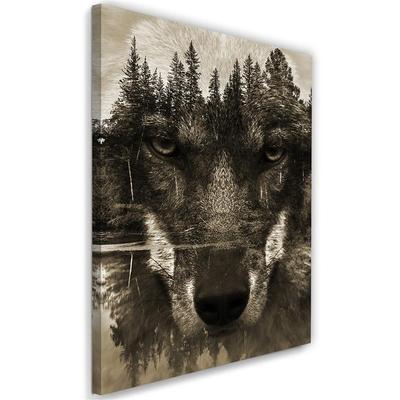 Canvas Print Wolf Forest Black Animals