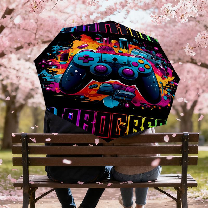 1pc Gaming Progress Pattern Umbrella Design Automatic Opening and Closing Umbrella, High-quality Travel Umbrella,  C1128220