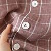 New Men's Spring and Summer Pajamas Set 100% Cotton Plaid Long-sleeved Trousers Two-piece Set Large Size Loose Home