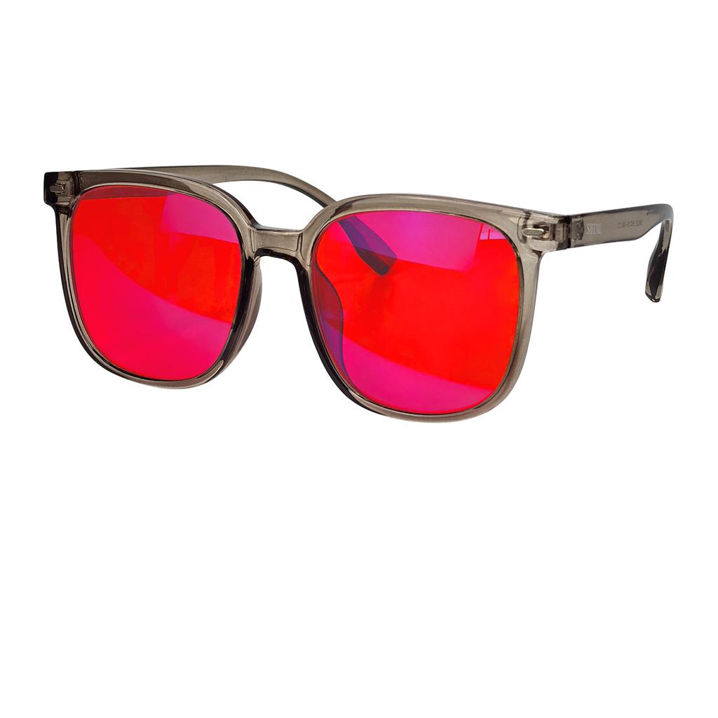 Orange Blaulichtblockierende Brille für Damen Großes Gesicht Rotes Glas Verbessert den Schlaf Linderung von Schlaflosigkeit 146mm