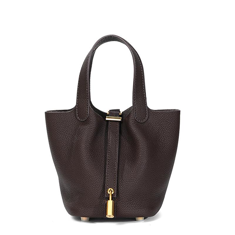 [New] High-quality First-layer Cowhide Niche Vegetable Basket Handbag Female, Genuine Leather Large-capacity High-end Bucket Bag